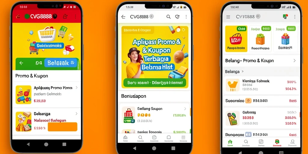 Tampilan antarmuka aplikasi CVG8888 untuk kupon dan promo.