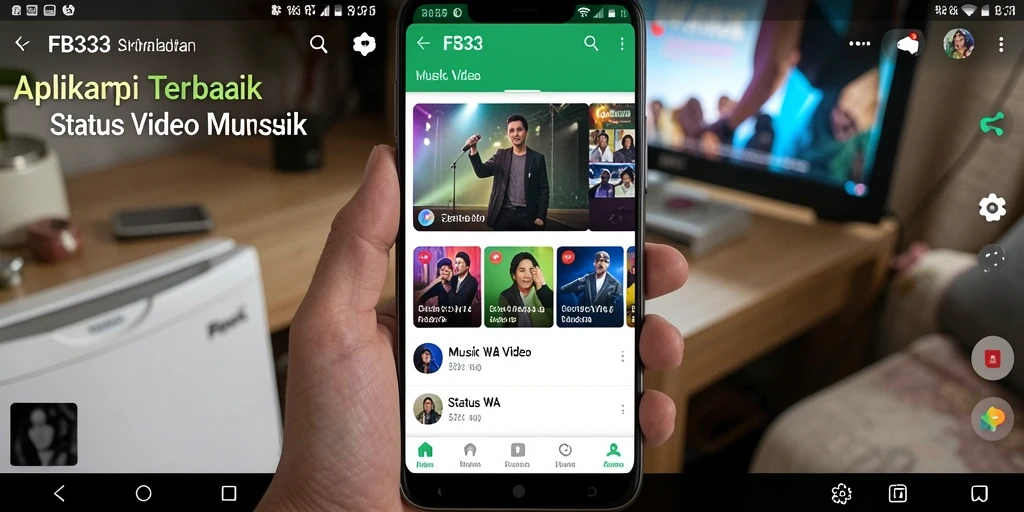 Antarmuka aplikasi FB333 menampilkan koleksi video musik menarik.