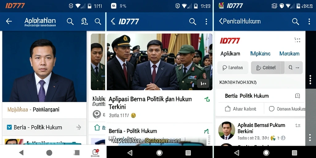 Tampilan antarmuka ID777 yang menampilkan berita politik dan hukum.