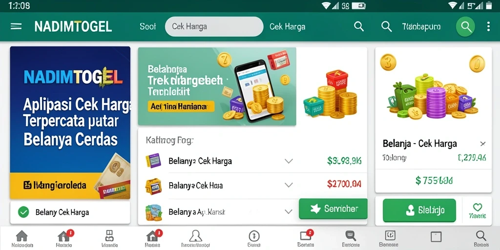 Tampilan antarmuka aplikasi NADIMTOGEL untuk Cek Harga yang informatif.