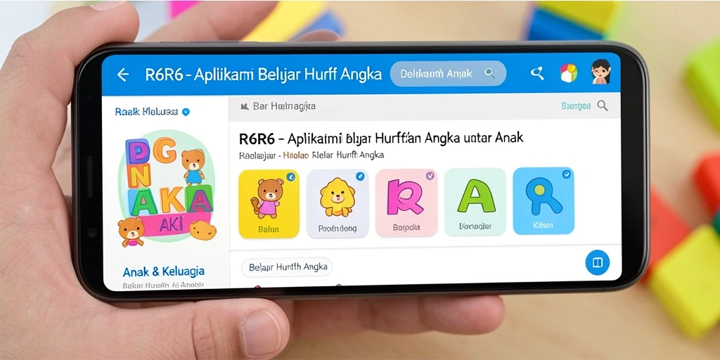 Antarmuka R6R6 yang cerah dan interaktif untuk belajar huruf dan angka.
