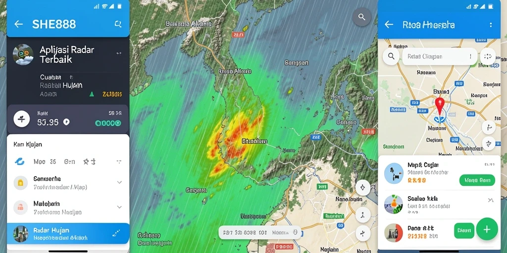 Antarmuka utama SHE888 menampilkan radar hujan yang akurat.