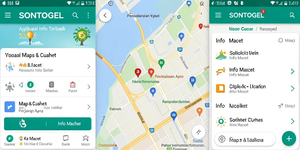 Tampilan antarmuka aplikasi Info Macet SONTOGEL yang interaktif.