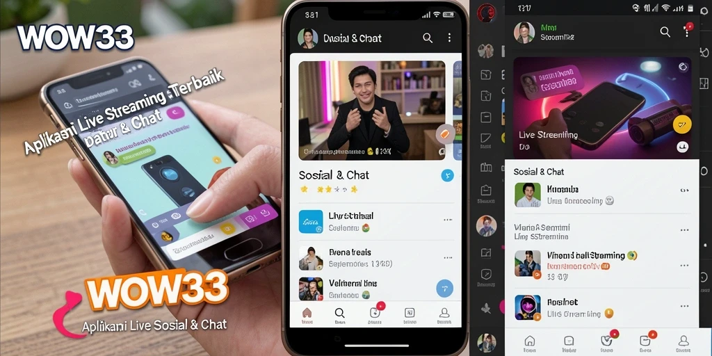 Tampilan utama WOW33 menunjukkan antarmuka Live Streaming yang interaktif.
